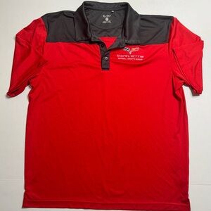 Clique Corvette National Corvette Museum Men’s Size XXL Red Short Sleeve Polo